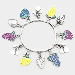 Fruits Enamel Silver Stretch Bracelet